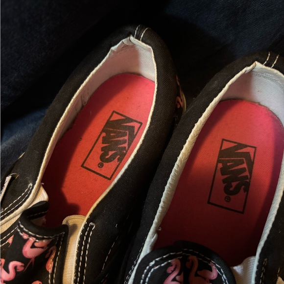Vans Black and Pink Loafers Slip-Ons - Picture 2 of 5